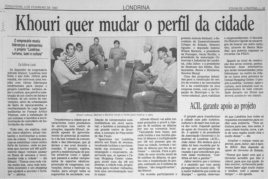 Folha de Londrina, fevereiro de 1992